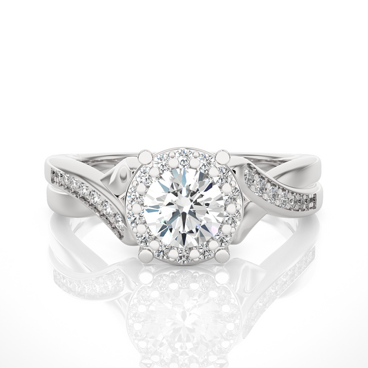 1.28 Carat Round Cut Halo Diamond Engagement Ring for Women – Elegant Bridal Jewelry