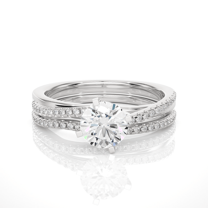 2.52 Carat Round Cut Solitaire Diamond Engagement Ring with Round Side Stones – Elegant Bridal Ring