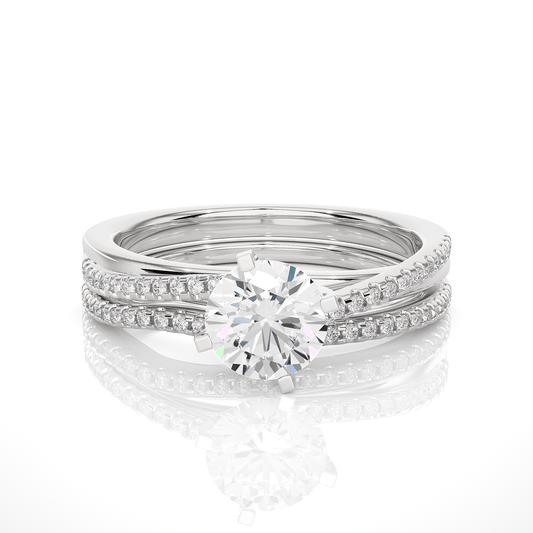 2.52 Carat Round Cut Solitaire Diamond Engagement Ring with Round Side Stones – Elegant Bridal Ring