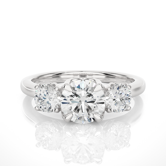 Three Stone 2 Carat Round Cut Diamond Engagement Ring for Women – Elegant Bridal Jewelry