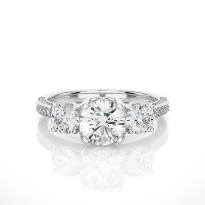 Three Stone 2.52 Carat Round Cut Diamond Engagement Ring for Women – Luxury Bridal Jewelry