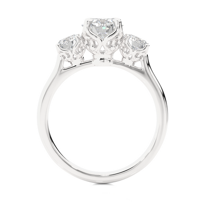 Three Stone 2 Carat Round Cut Diamond Engagement Ring for Women – Elegant Bridal Jewelry