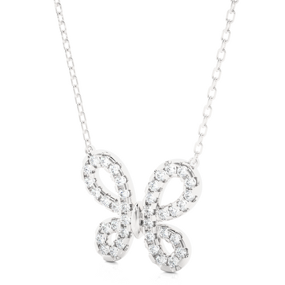 Round Cut Butterfly Pavé Diamond Pendant Necklace – Dainty Jewelry for Women