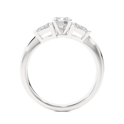 Three Stone 2 Carat Round & Pear Cut Diamond Engagement Ring for Women – Elegant Bridal Jewelry