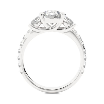 Three Stone 2.14 Carat Round Cut Diamond Engagement Ring for Women – Luxury Bridal Jewelry