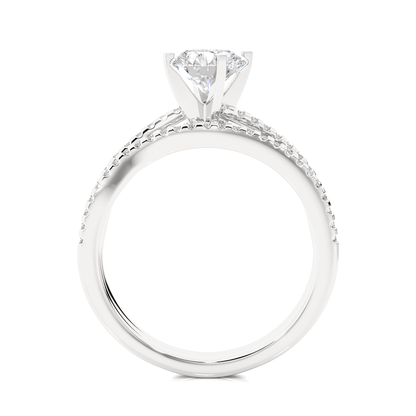 2.52 Carat Round Cut Solitaire Diamond Engagement Ring with Round Side Stones – Elegant Bridal Ring