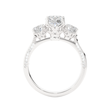 Three Stone 2.52 Carat Round Cut Diamond Engagement Ring for Women – Luxury Bridal Jewelry