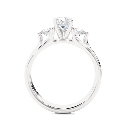 Trinity Princess & Round Cut Diamond Three-Stone Engagement Ring for Women – Elegant Bridal Jewelry