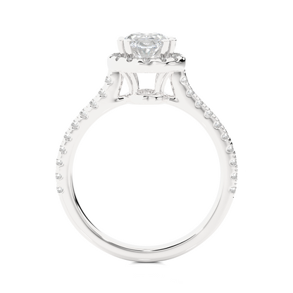 1.36 Carat Oval Cut Halo Diamond Engagement Ring for Women – Elegant Bridal Jewelry