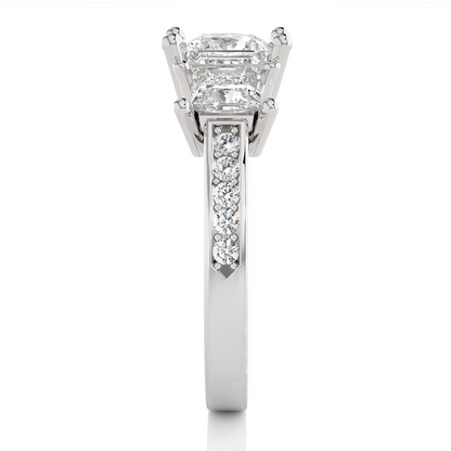 Three Stone 2.20 Carat Princess Cut Diamond Engagement Ring for Women – Elegant Bridal Jewelry