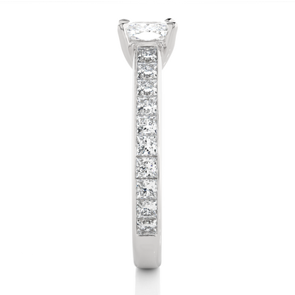 1.20 Carat Cushion Cut Solitaire Diamond Engagement Ring with Princess Side Stones – Elegant Bridal Jewelry