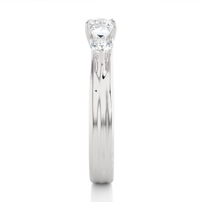 Trinity Princess & Round Cut Diamond Three-Stone Engagement Ring for Women – Elegant Bridal Jewelry