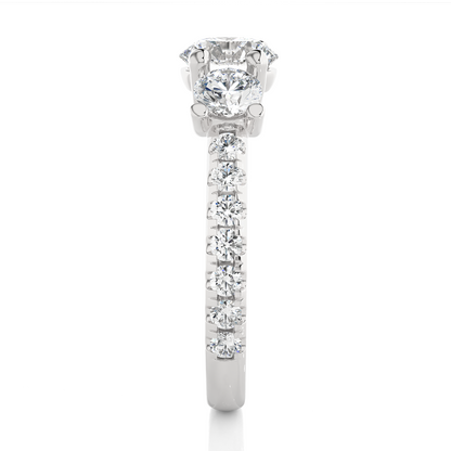 Three Stone 2.14 Carat Round Cut Diamond Engagement Ring for Women – Luxury Bridal Jewelry