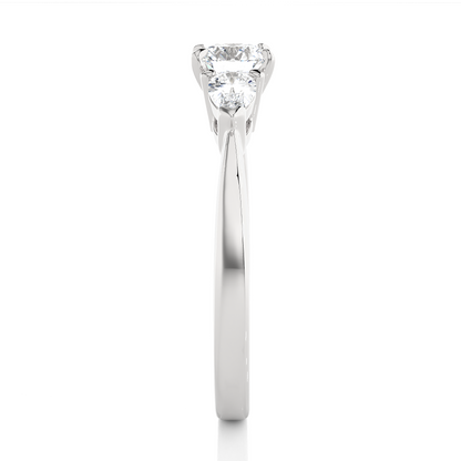 Three Stone 2 Carat Round & Pear Cut Diamond Engagement Ring for Women – Elegant Bridal Jewelry