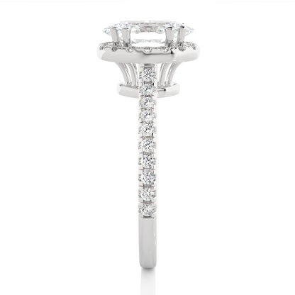 1.36 Carat Oval Cut Halo Diamond Engagement Ring for Women – Elegant Bridal Jewelry