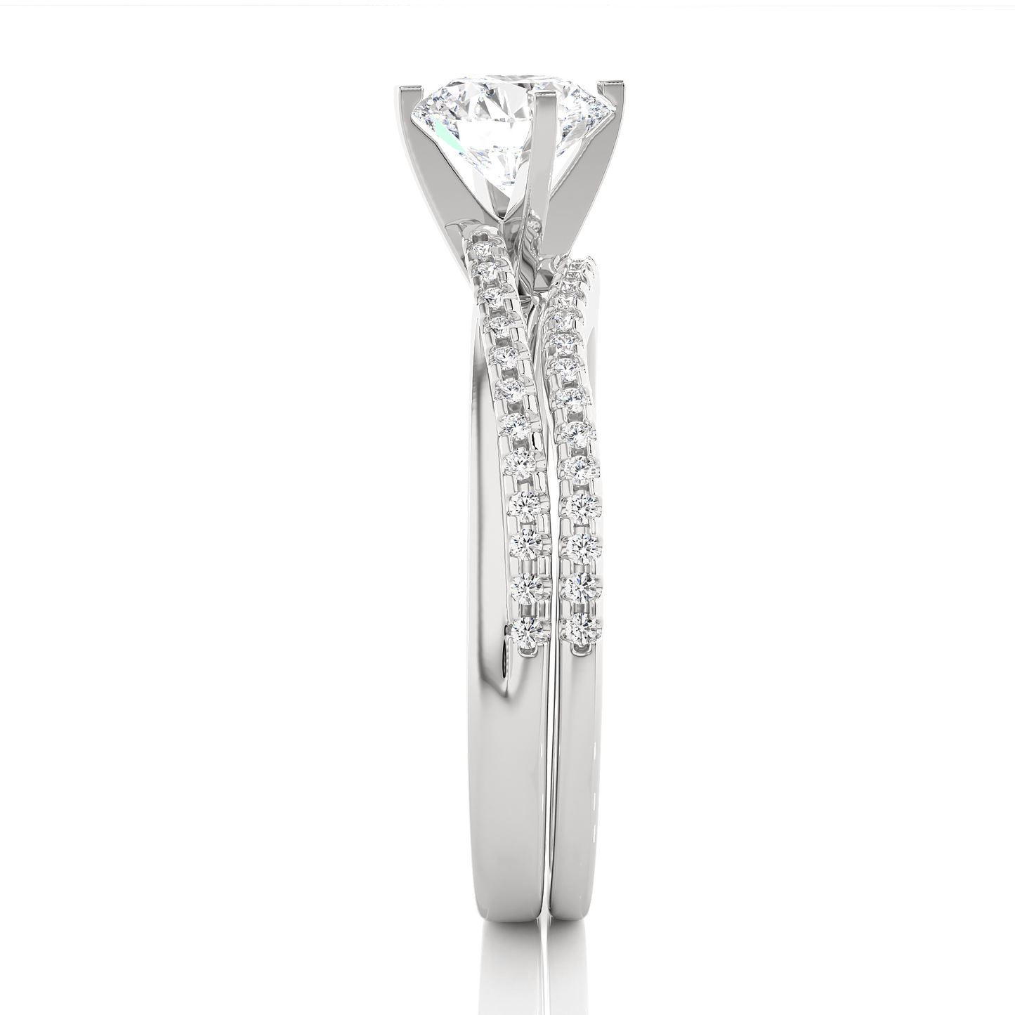 2.52 carat round cut solitaire diamond engagement ring with round side stones – elegant bridal ring