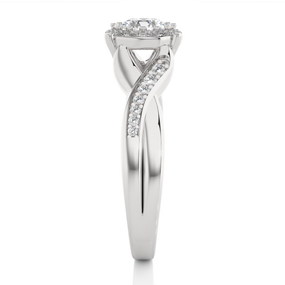 1.28 Carat Round Cut Halo Diamond Engagement Ring for Women – Elegant Bridal Jewelry