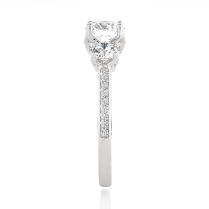 Three Stone 2.52 Carat Round Cut Diamond Engagement Ring for Women – Luxury Bridal Jewelry