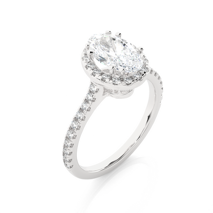 1.36 Carat Oval Cut Halo Diamond Engagement Ring for Women – Elegant Bridal Jewelry