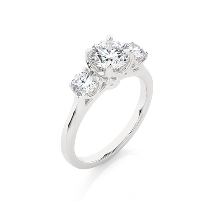 Three Stone 2 Carat Round Cut Diamond Engagement Ring for Women – Elegant Bridal Jewelry