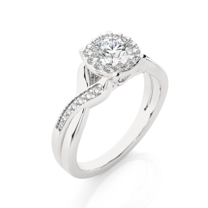 1.28 Carat Round Cut Halo Diamond Engagement Ring for Women – Elegant Bridal Jewelry