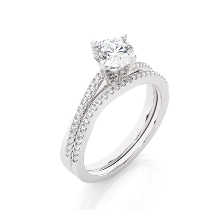 2.52 Carat Round Cut Solitaire Diamond Engagement Ring with Round Side Stones – Elegant Bridal Ring