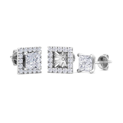 1.64 Carat Princess Cut Diamond Studs Earrings – Luxury Diamond Jewelry
