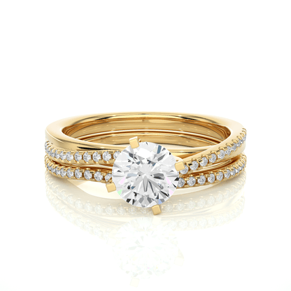 2.52 Carat Round Cut Solitaire Diamond Engagement Ring with Round Side Stones – Elegant Bridal Ring
