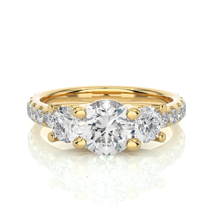 Three Stone 2.14 Carat Round Cut Diamond Engagement Ring for Women – Luxury Bridal Jewelry