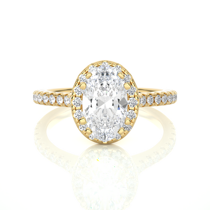 1.36 Carat Oval Cut Halo Diamond Engagement Ring for Women – Elegant Bridal Jewelry