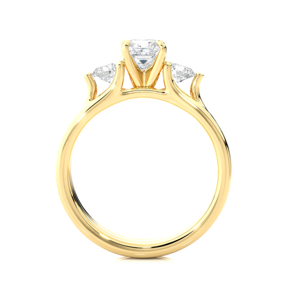 Trinity Princess & Round Cut Diamond Three-Stone Engagement Ring for Women – Elegant Bridal Jewelry