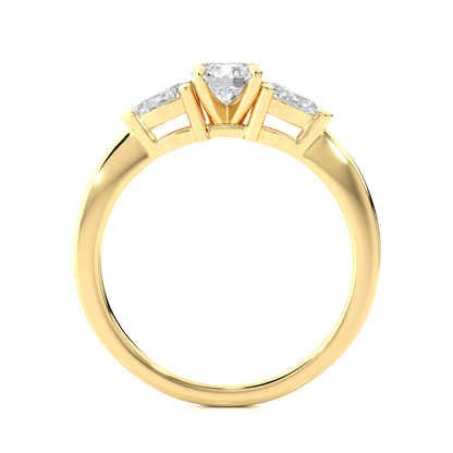 Three Stone 2 Carat Round & Pear Cut Diamond Engagement Ring for Women – Elegant Bridal Jewelry
