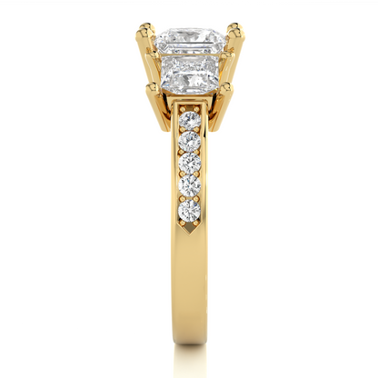 Three Stone 2.20 Carat Princess Cut Diamond Engagement Ring for Women – Elegant Bridal Jewelry