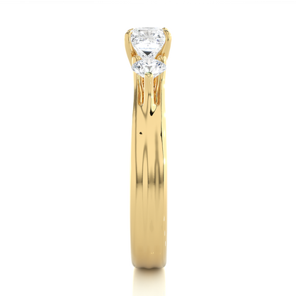 Trinity Princess & Round Cut Diamond Three-Stone Engagement Ring for Women – Elegant Bridal Jewelry