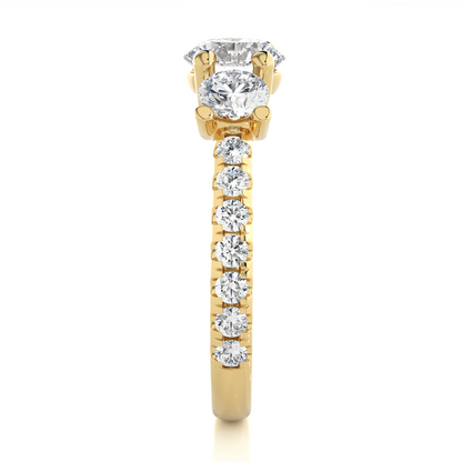 Three Stone 2.14 Carat Round Cut Diamond Engagement Ring for Women – Luxury Bridal Jewelry