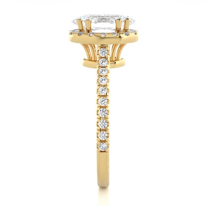 1.36 Carat Oval Cut Halo Diamond Engagement Ring for Women – Elegant Bridal Jewelry