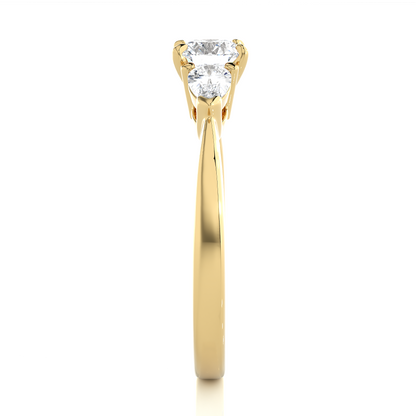 Three Stone 2 Carat Round & Pear Cut Diamond Engagement Ring for Women – Elegant Bridal Jewelry