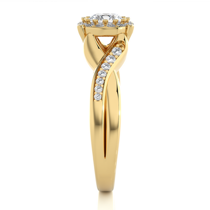 1.28 Carat Round Cut Halo Diamond Engagement Ring for Women – Elegant Bridal Jewelry