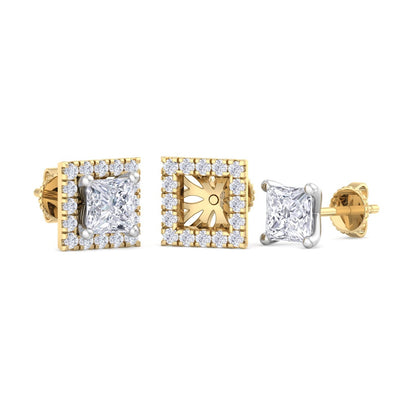 1.64 Carat Princess Cut Diamond Studs Earrings – Luxury Diamond Jewelry