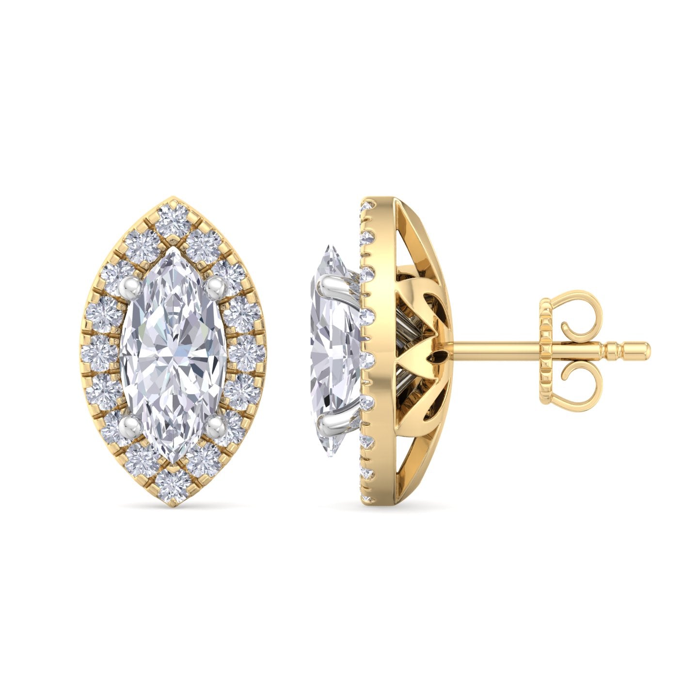 1.64 carat marquise cut diamond studs earrings – luxury diamond jewelry