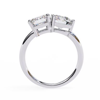 Toi et Moi 2.00 Carat Emerald & Round Cut Diamond Engagement Ring – Two Stone Bridal Jewelry