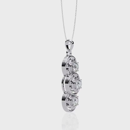 1.20 Carat Three-Stone Round Cut Diamond Pendant Necklace – Elegant Fine Jewelry