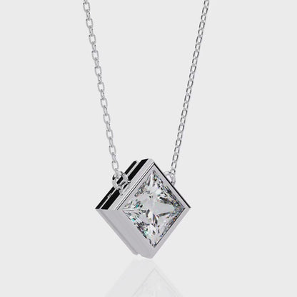 2.00 Carat Princess Cut Diamond Solitaire Pendant Necklace - Classic Fine Jewelry