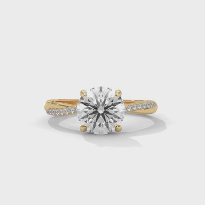 Timeless 2.16 CT Round Cut Twisted Band Diamond Solitaire Ring – Bridal Jewelry