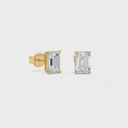 2.00 Carat Emerald Cut Diamond Stud Earrings - Premium Jewelry