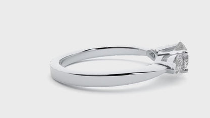 Three Stone 2 Carat Round & Pear Cut Diamond Engagement Ring for Women – Elegant Bridal Jewelry