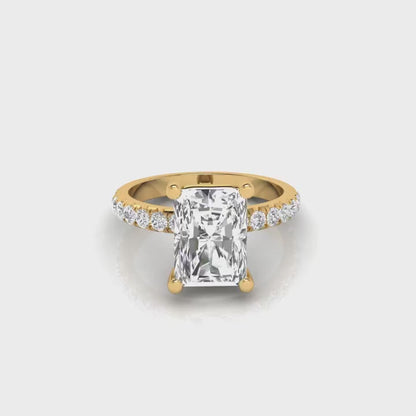 2.16 Carat Radiant Cut Solitaire Diamond Engagement Ring with Round Side Stones – Elegant Bridal Ring