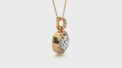 1.72 Carat Round Cut Diamond Halo Pendant Necklace – Elegant Fine Jewelry