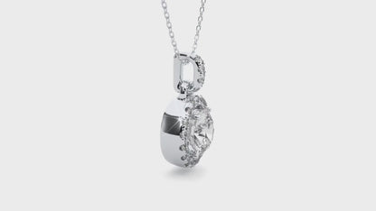 1.72 Carat Round Cut Diamond Halo Pendant Necklace – Elegant Fine Jewelry
