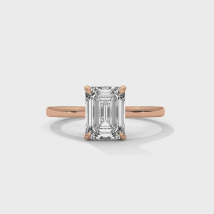 2.00 Carat Emerald Cut Four-Prong Solitaire Diamond Engagement Ring for Women